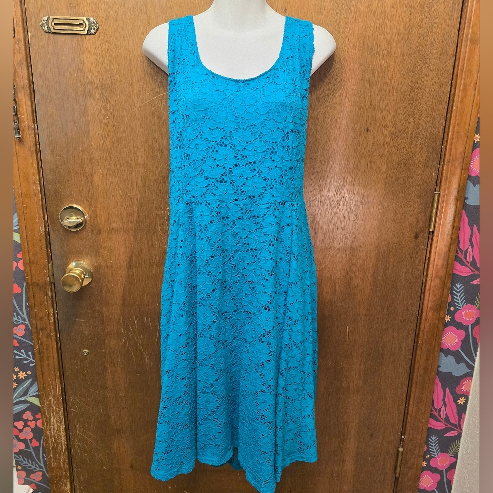 Lane Bryant Teal Eyelet Dress, size 20